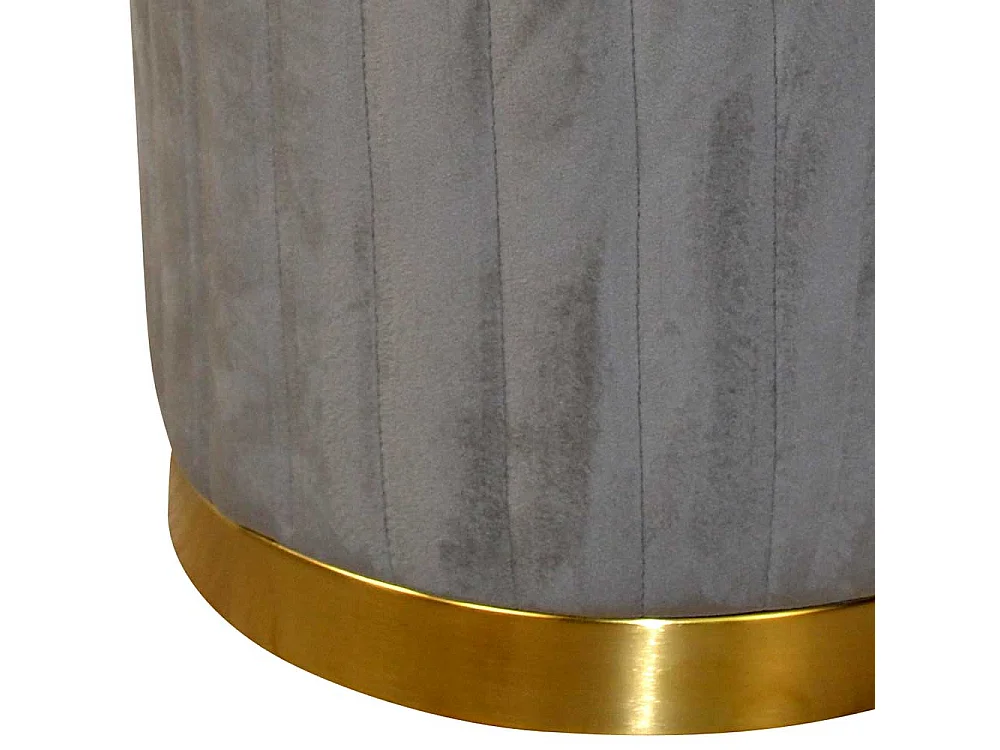Samt Sitzpouf in Grau und Goldfarben 43 cm hoch