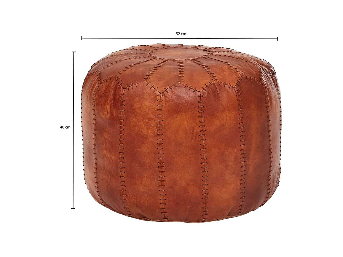 Echtleder Pouf in Cognac Braun rustikalen Landhausstil