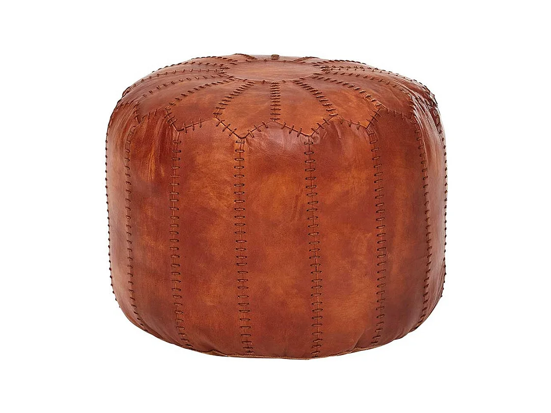 Echtleder Pouf in Cognac Braun rustikalen Landhausstil
