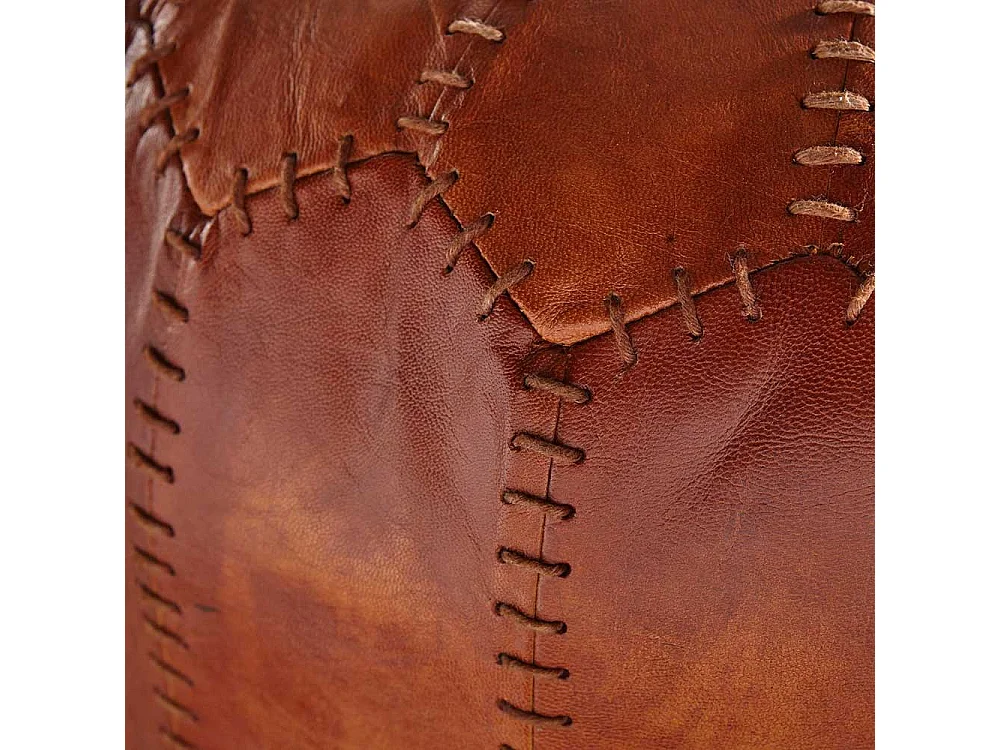 Echtleder Pouf in Cognac Braun rustikalen Landhausstil