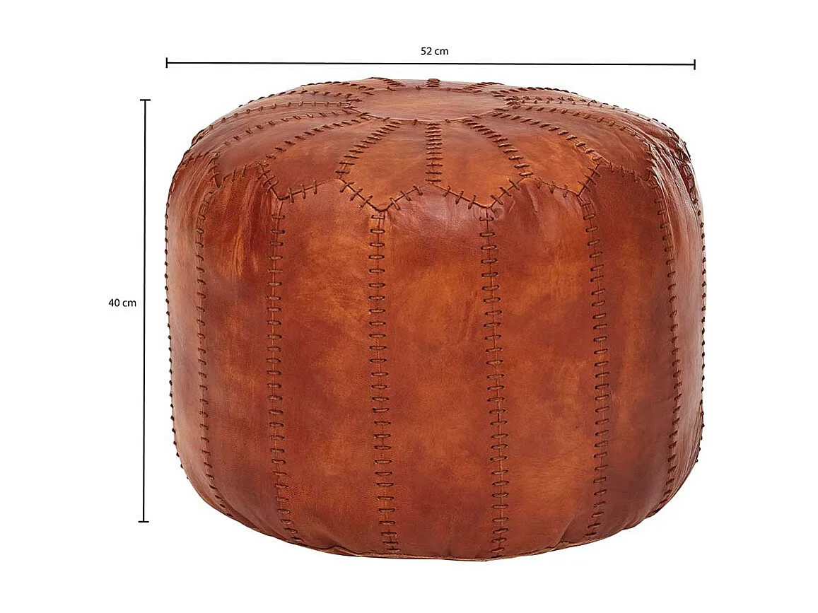 Echtleder Pouf in Cognac Braun rustikalen Landhausstil
