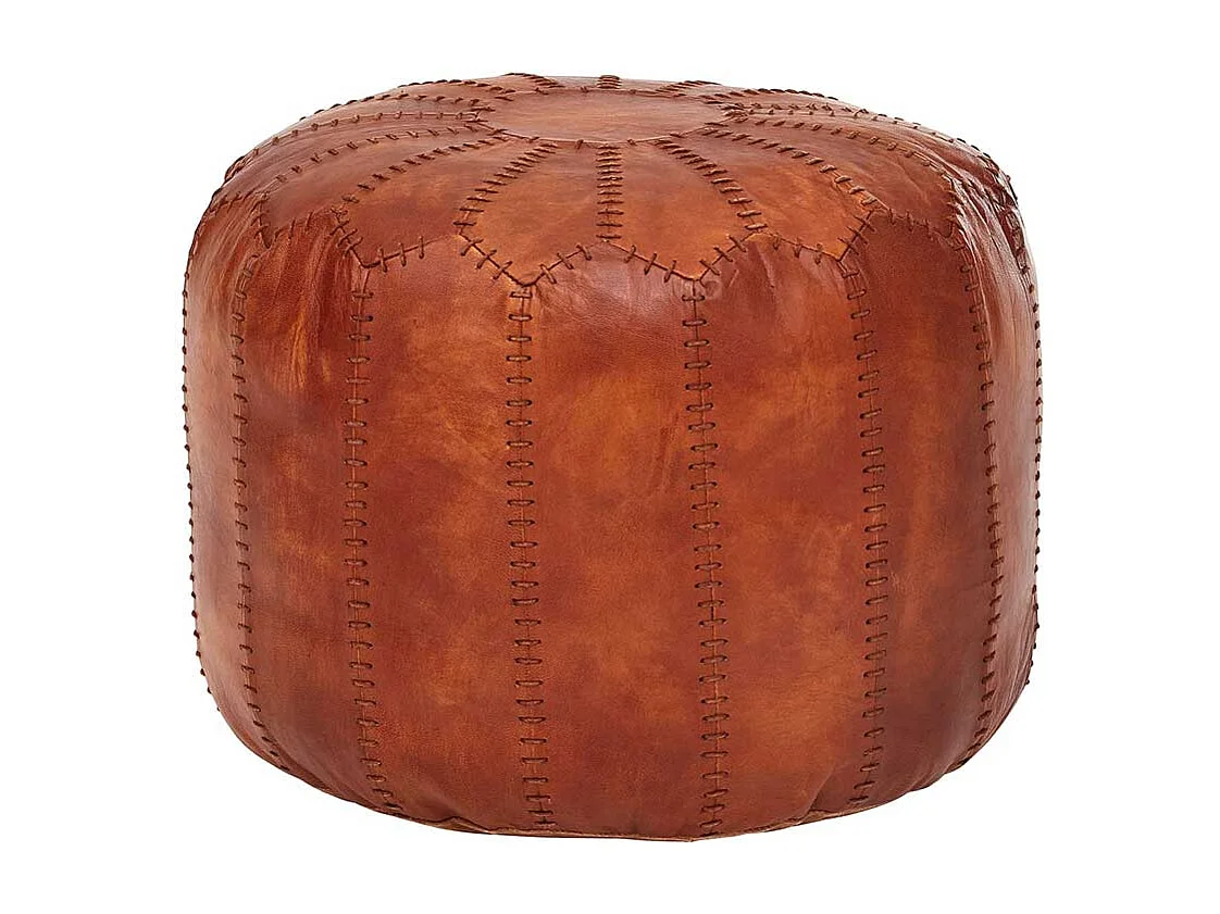 Echtleder Pouf in Cognac Braun rustikalen Landhausstil