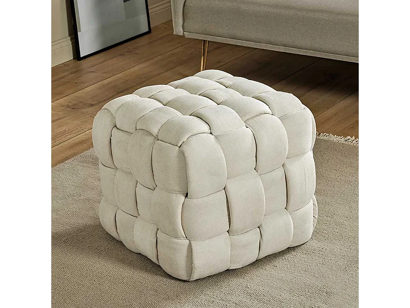 Sitzhocker Hocker in Cremeweiß und quadratischer Form