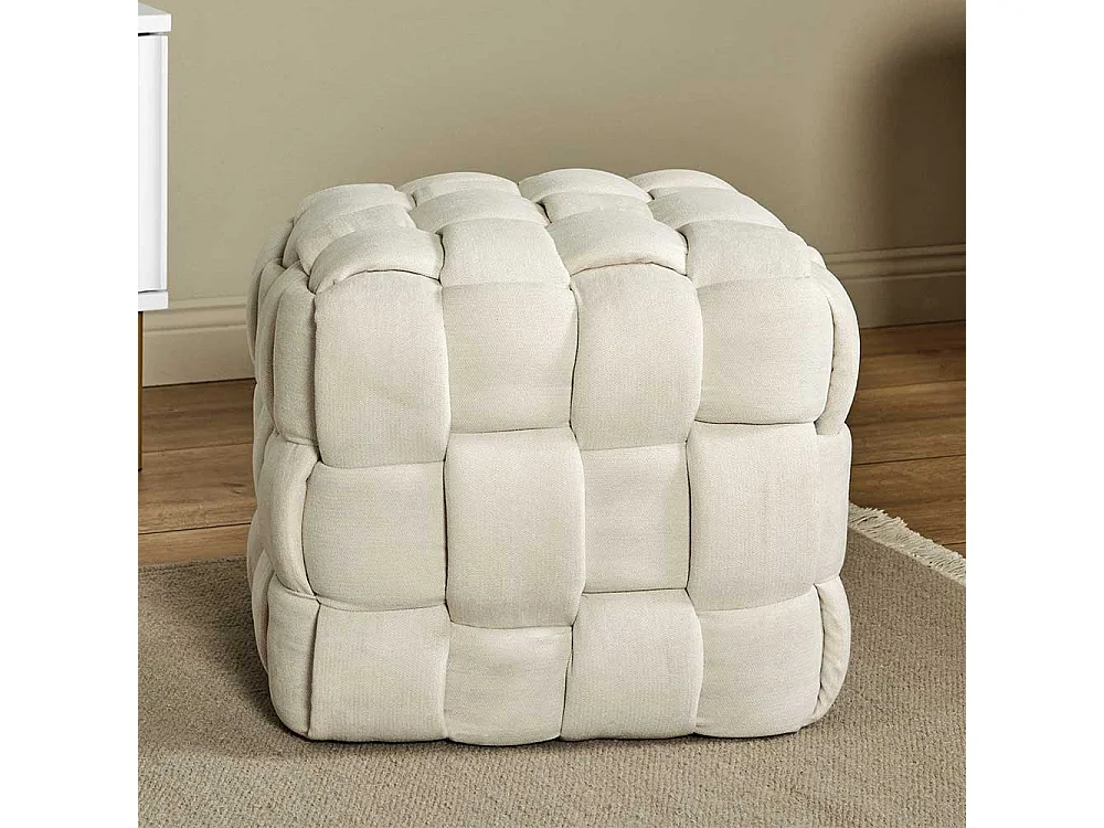 Sitzhocker Hocker in Cremeweiß und quadratischer Form