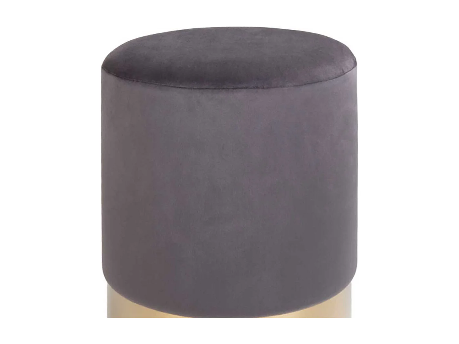 Grauer Sitzhocker aus Samt unde Stahl rund