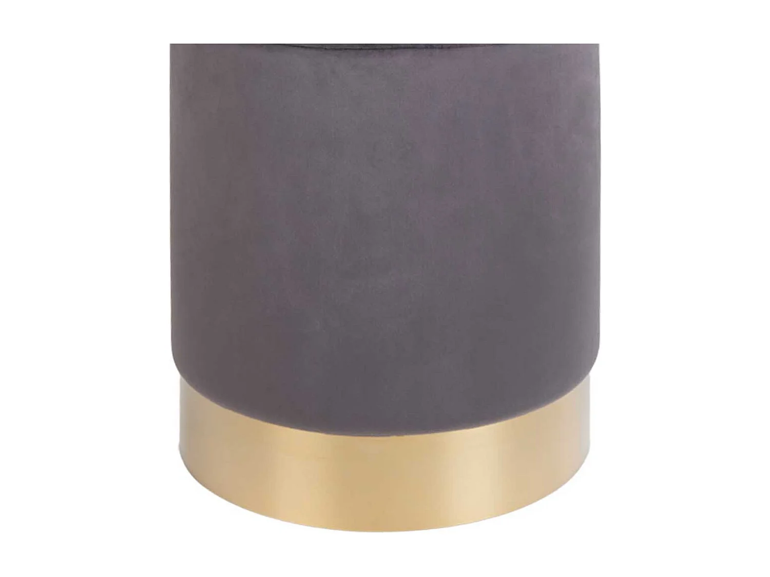 Grauer Sitzhocker aus Samt unde Stahl rund