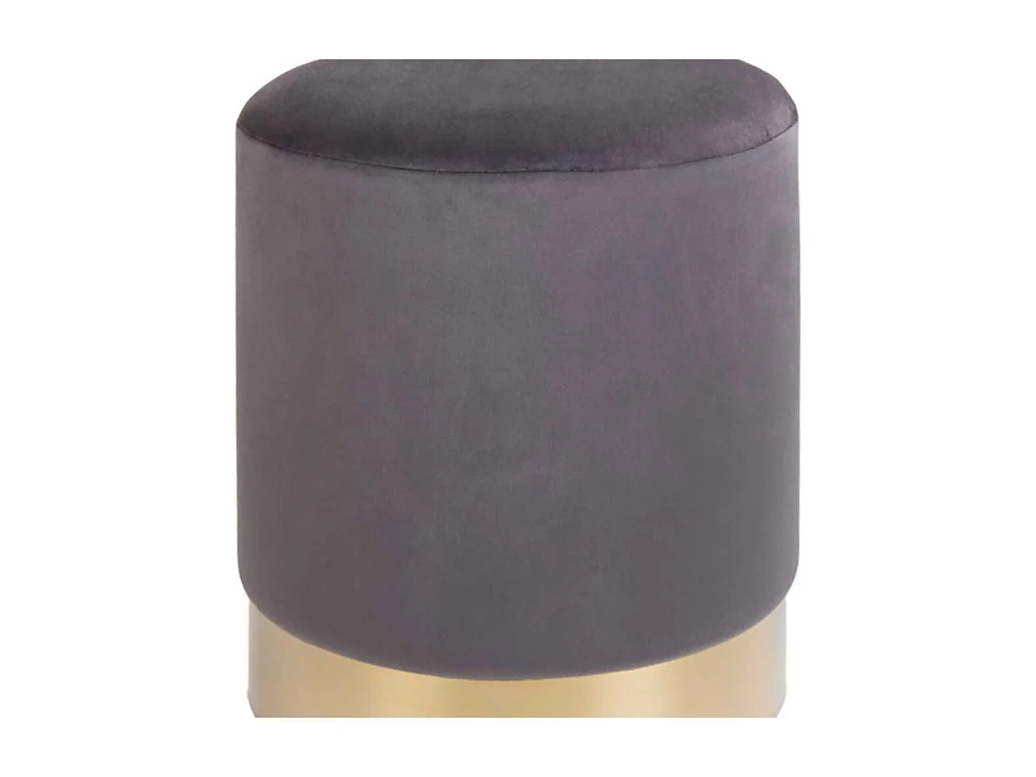 Grauer Sitzhocker aus Samt unde Stahl rund