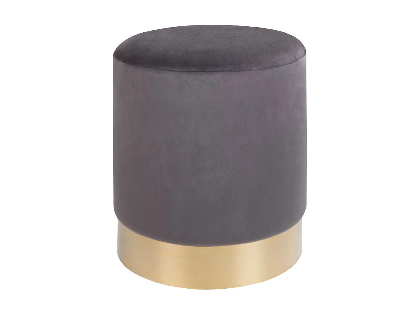 Grauer Sitzhocker aus Samt unde Stahl rund