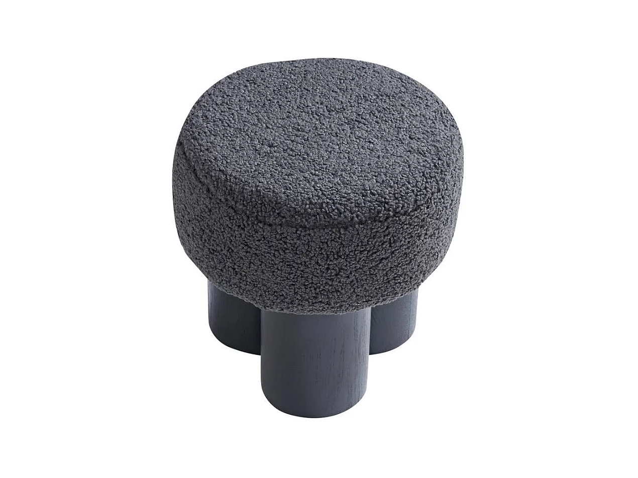 Polsterhocker Sitzhocker aus Webplüsch in Schwarz und Grau