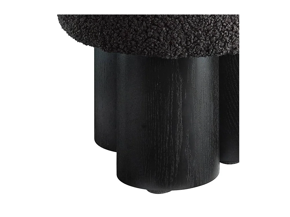 Polsterhocker Sitzhocker aus Webplüsch in Schwarz und Grau