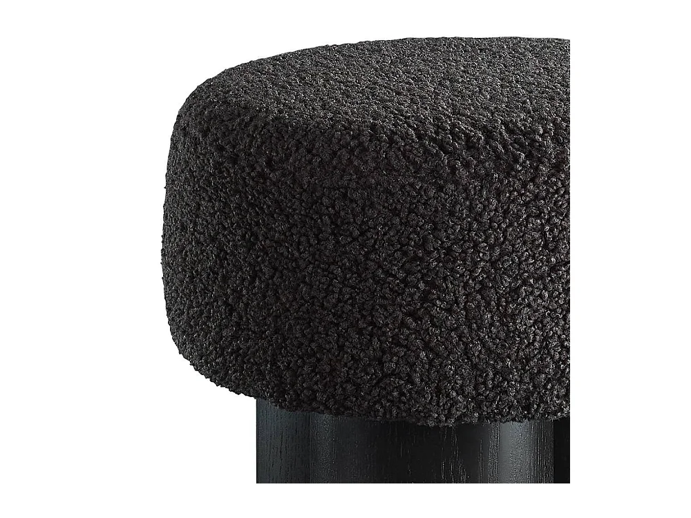 Polsterhocker Sitzhocker aus Webplüsch in Schwarz und Grau
