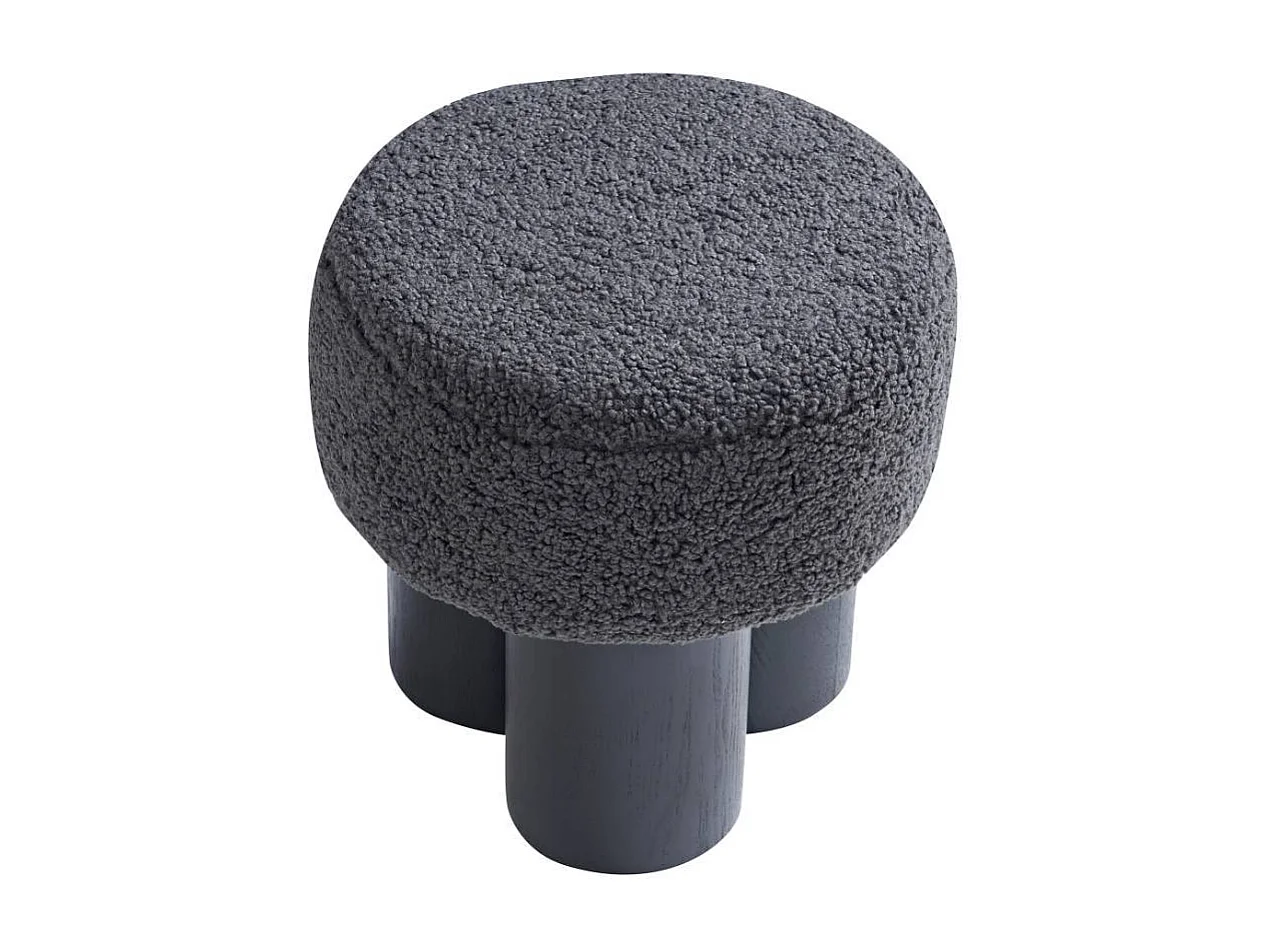 Polsterhocker Sitzhocker aus Webplüsch in Schwarz und Grau