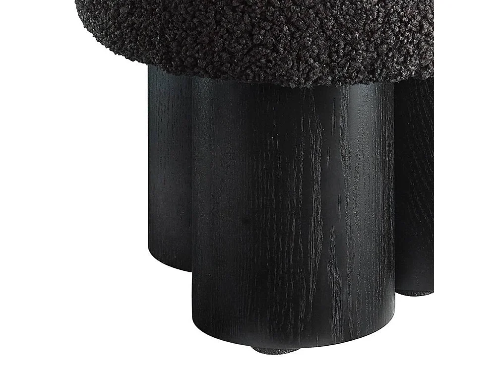 Polsterhocker Sitzhocker aus Webplüsch in Schwarz und Grau