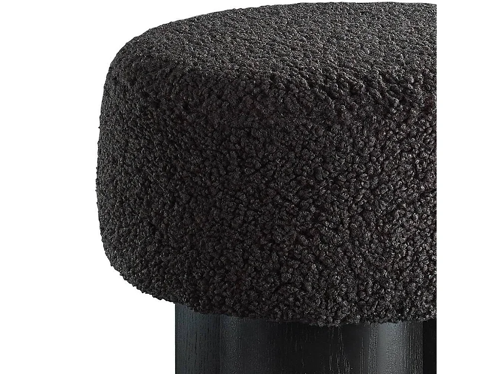 Polsterhocker Sitzhocker aus Webplüsch in Schwarz und Grau