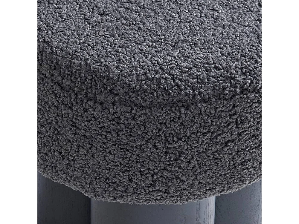 Polsterhocker Sitzhocker aus Webplüsch in Schwarz und Grau