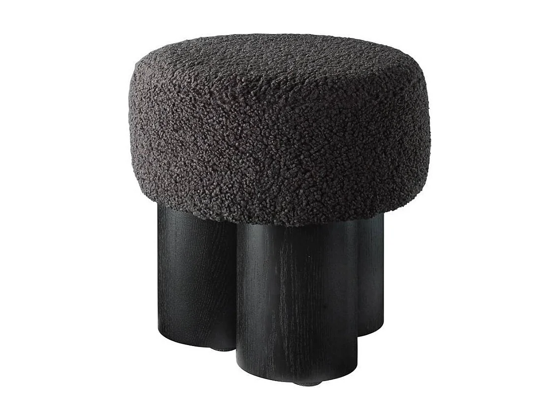 Polsterhocker Sitzhocker aus Webplüsch in Schwarz und Grau