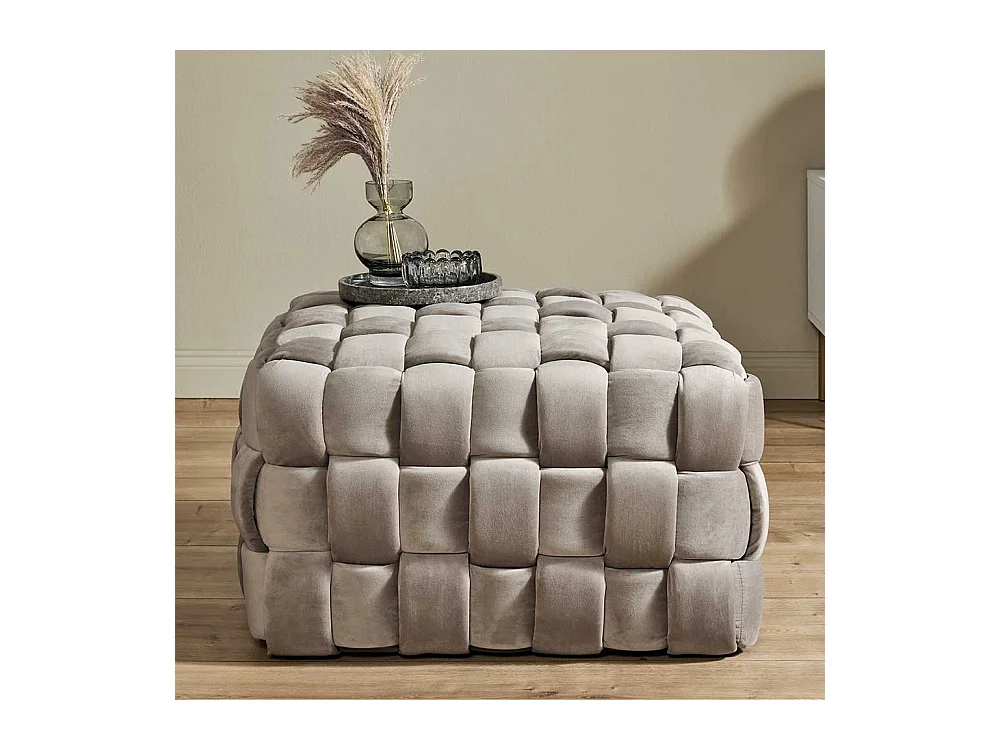 Polsterhocker Sitzw�rfel in Taupe und Flechtoptik