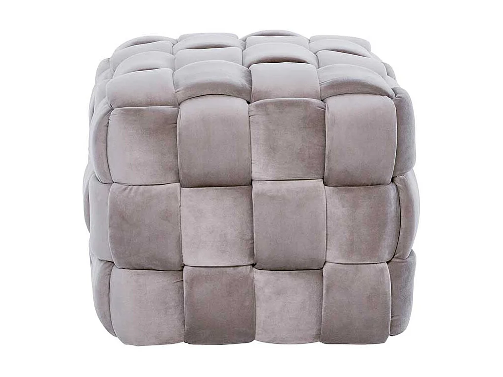 Polsterhocker Sitzwürfel in Taupe und Flechtoptik