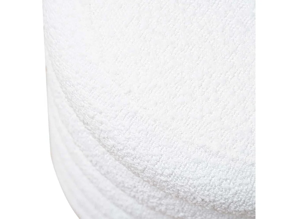 Hocker Boucle Stoff Weiß mit Truhe 45 cm hoch - 38 cm breit