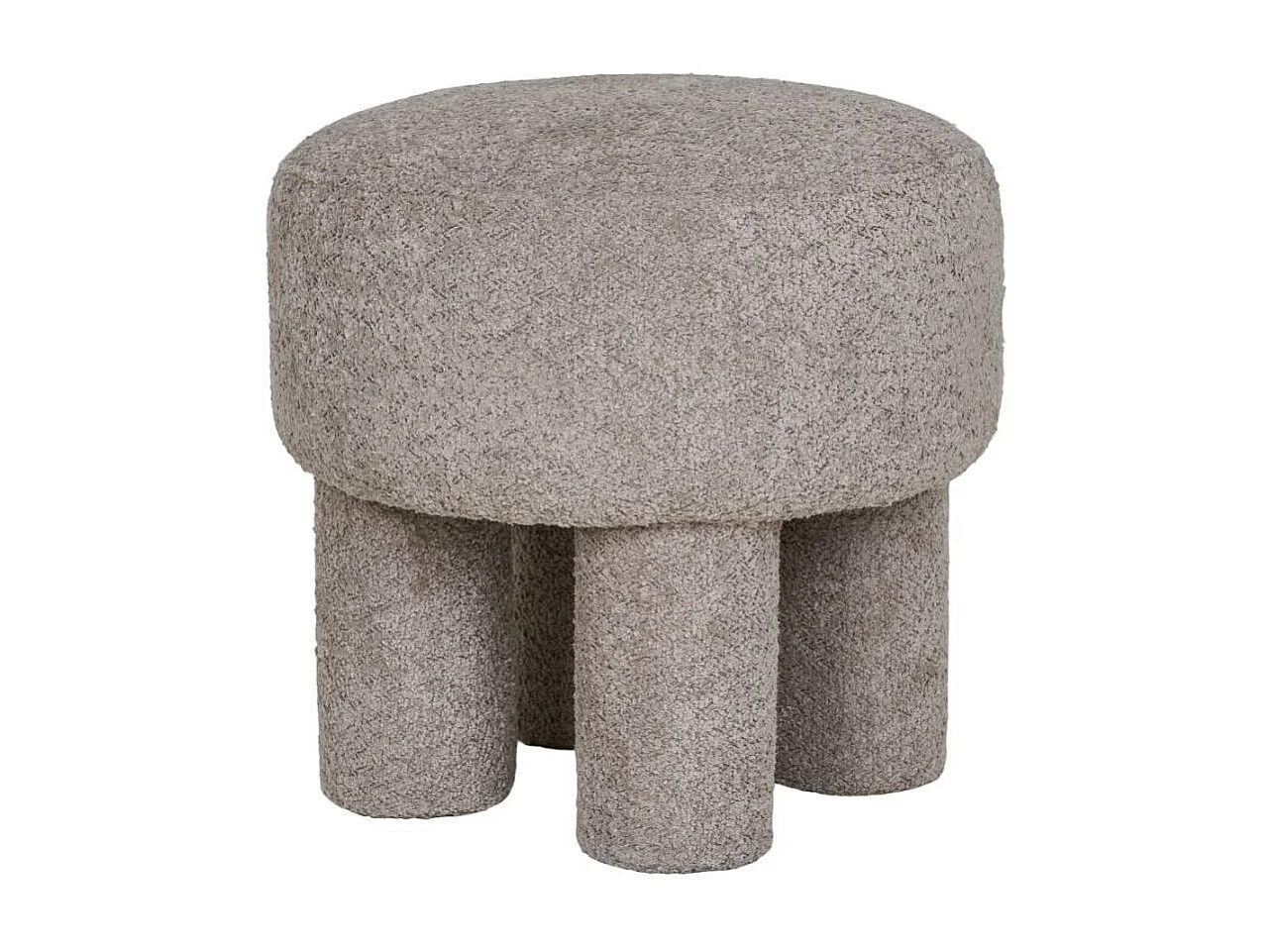 Hocker Sitzhocker aus Boucle Stoff in runder Form