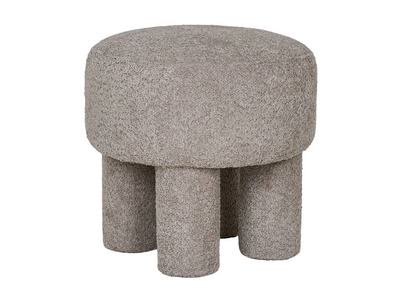 Hocker Sitzhocker aus Boucle Stoff in runder Form