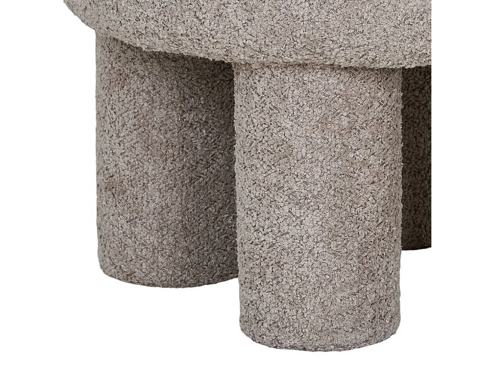 Hocker Sitzhocker aus Boucle Stoff in runder Form