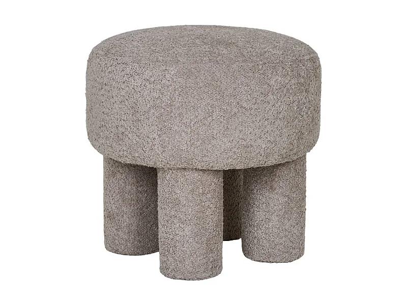 Hocker Sitzhocker aus Boucle Stoff in runder Form