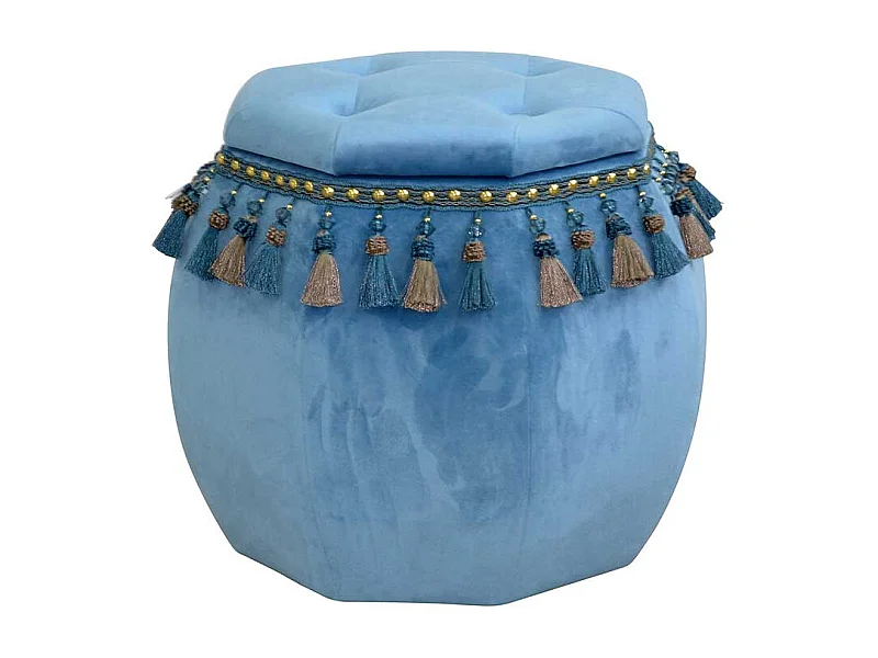 Design Hocker mit Stauraum Blau Samt