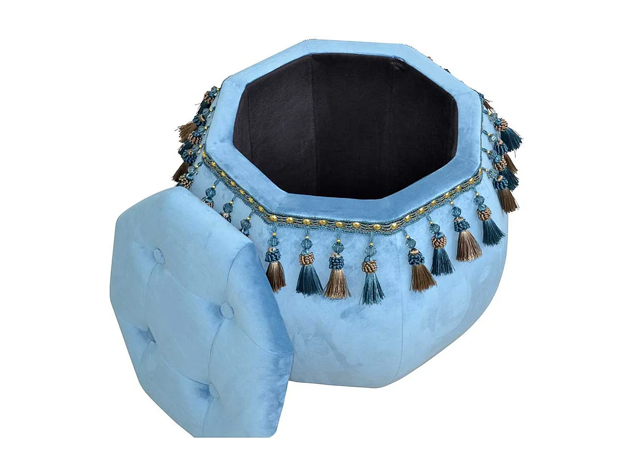 Design Hocker mit Stauraum Blau Samt