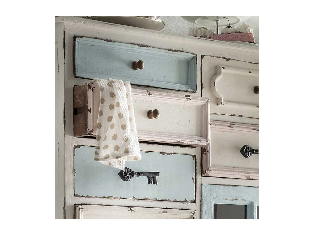 Shabby Chic Kommode aus Recyclingholz Mehrfarbig