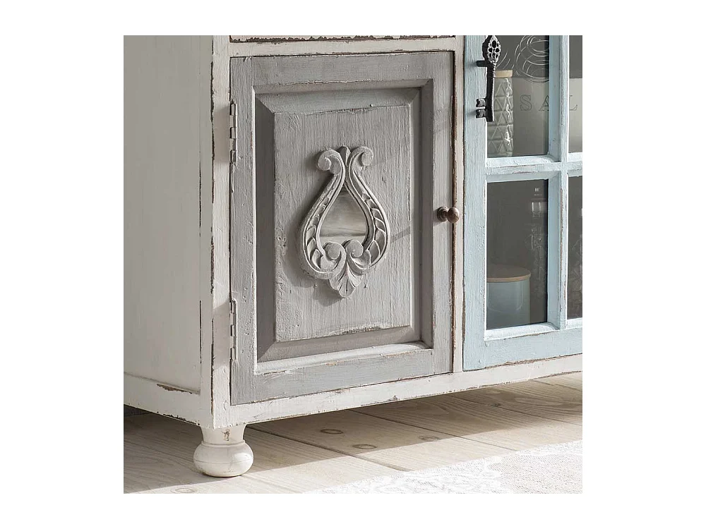 Shabby Chic Kommode aus Recyclingholz Mehrfarbig