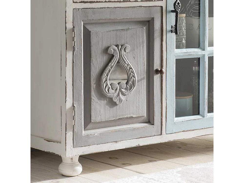 Shabby Chic Kommode aus Recyclingholz Mehrfarbig