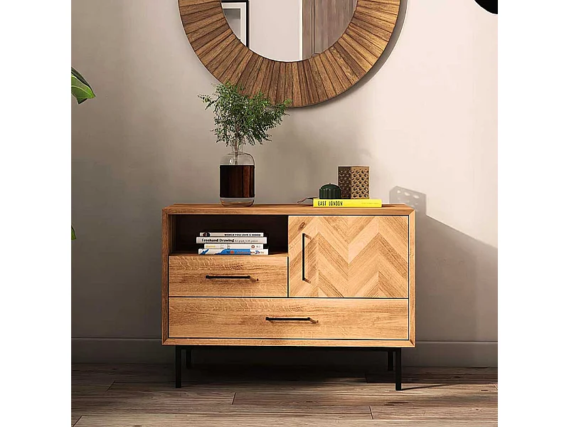 Kleine Kommode Vollholz in Wildeichefarben Skandi Design
