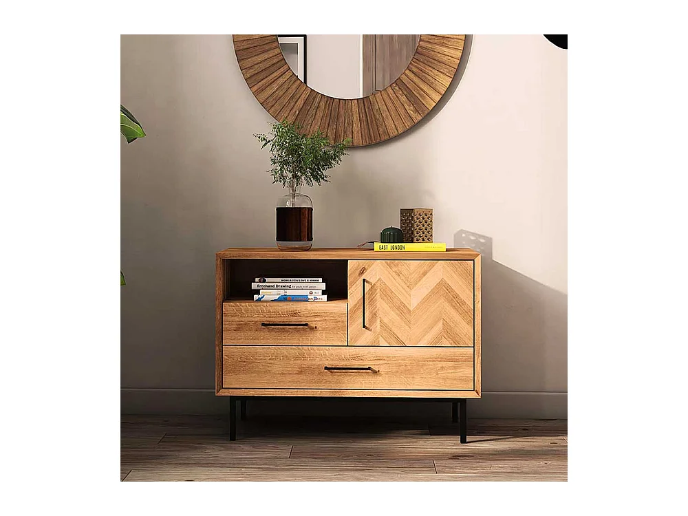 Kleine Kommode Vollholz in Wildeichefarben Skandi Design