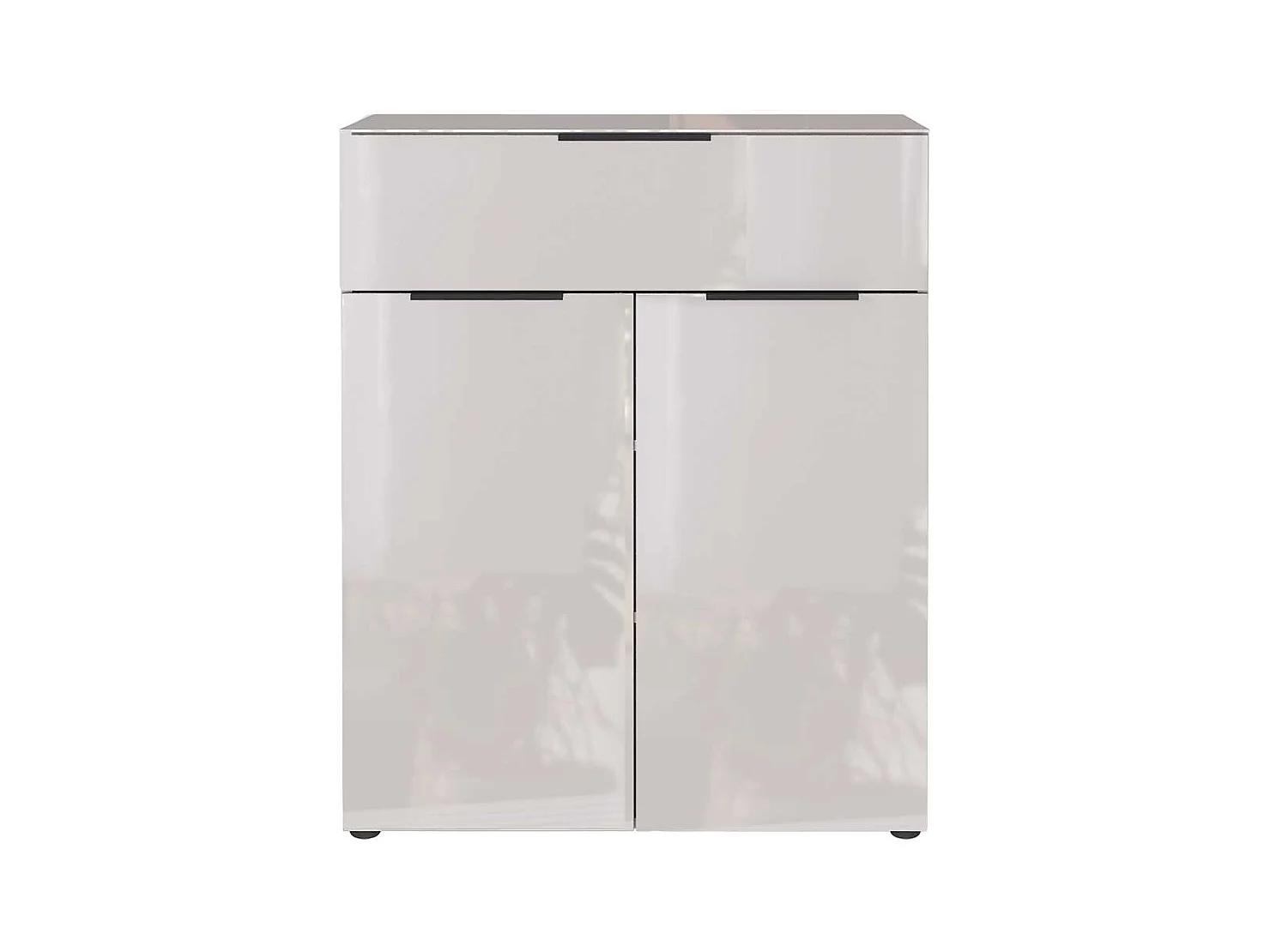 Kommode Hochkommode mit Drehtüren und Metallgriffen