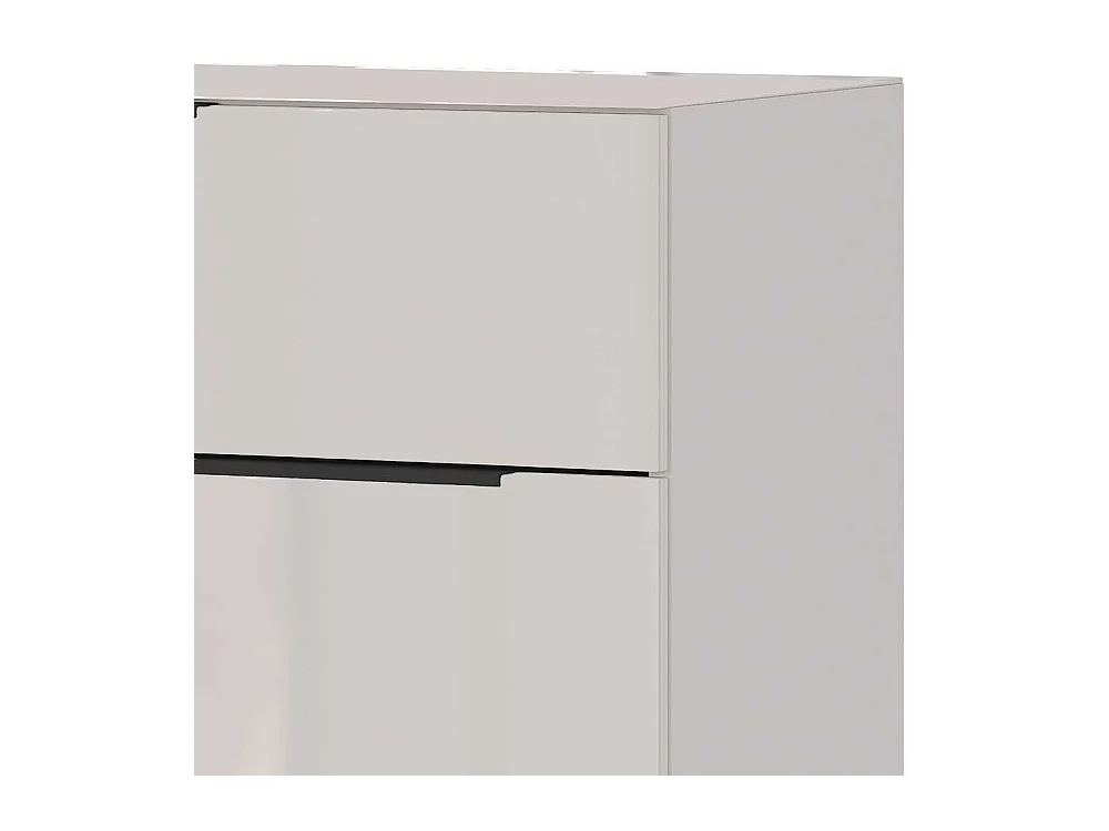 Kommode Hochkommode mit Drehtüren und Metallgriffen