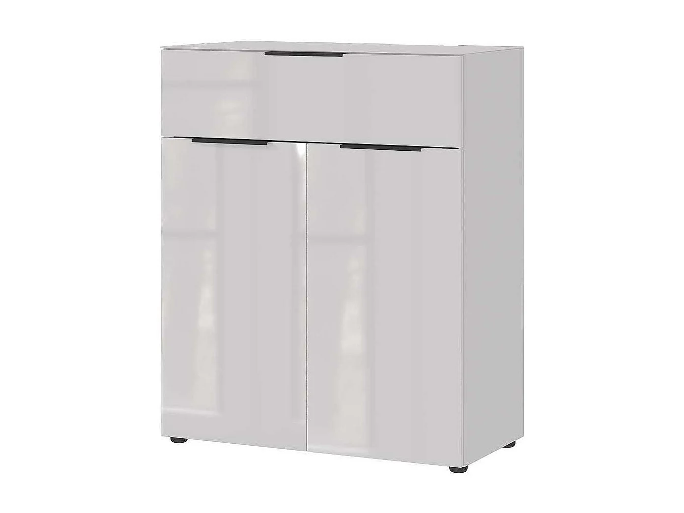 Kommode Hochkommode mit Drehtüren und Metallgriffen