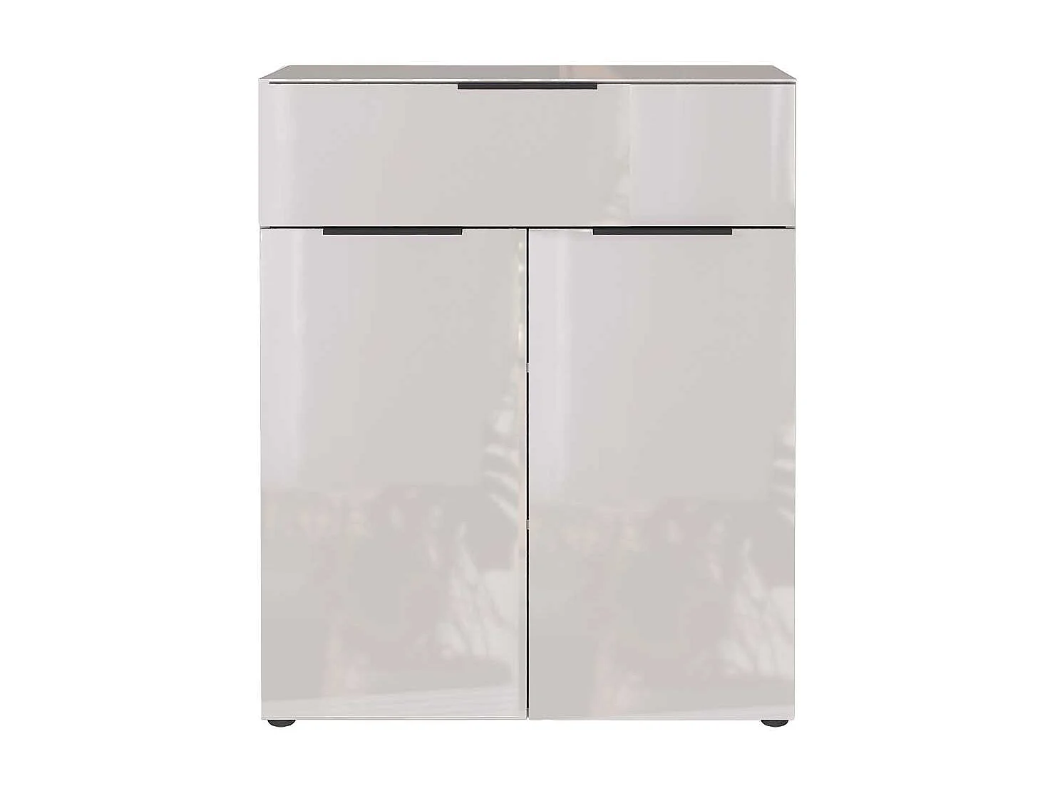 Kommode Hochkommode mit Drehtüren und Metallgriffen