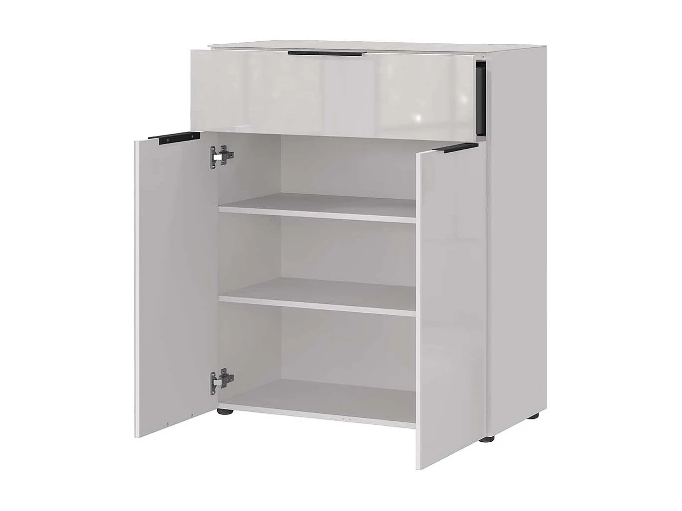 Kommode Hochkommode mit Drehtüren und Metallgriffen