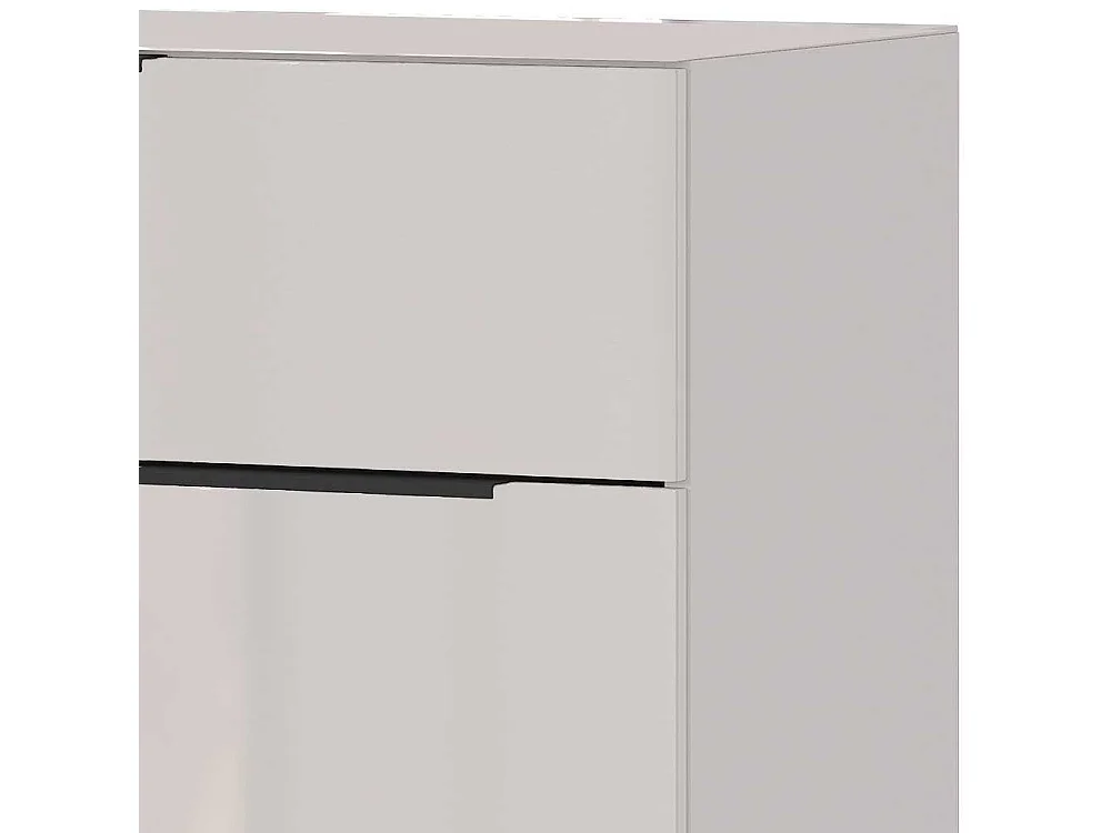 Kommode Hochkommode mit Drehtüren und Metallgriffen