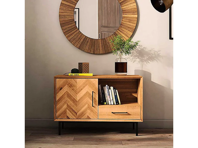 Wildeiche Kommode aus Massivholz Vierfußgestell aus Metall