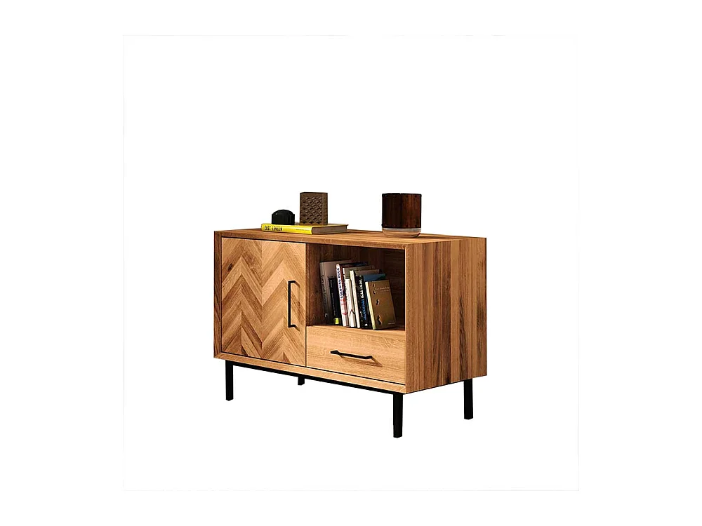 Wildeiche Kommode aus Massivholz Vierfußgestell aus Metall