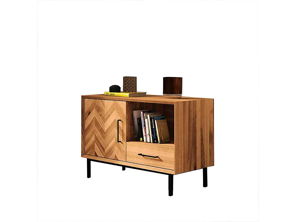 Wildeiche Kommode aus Massivholz Vierfußgestell aus Metall