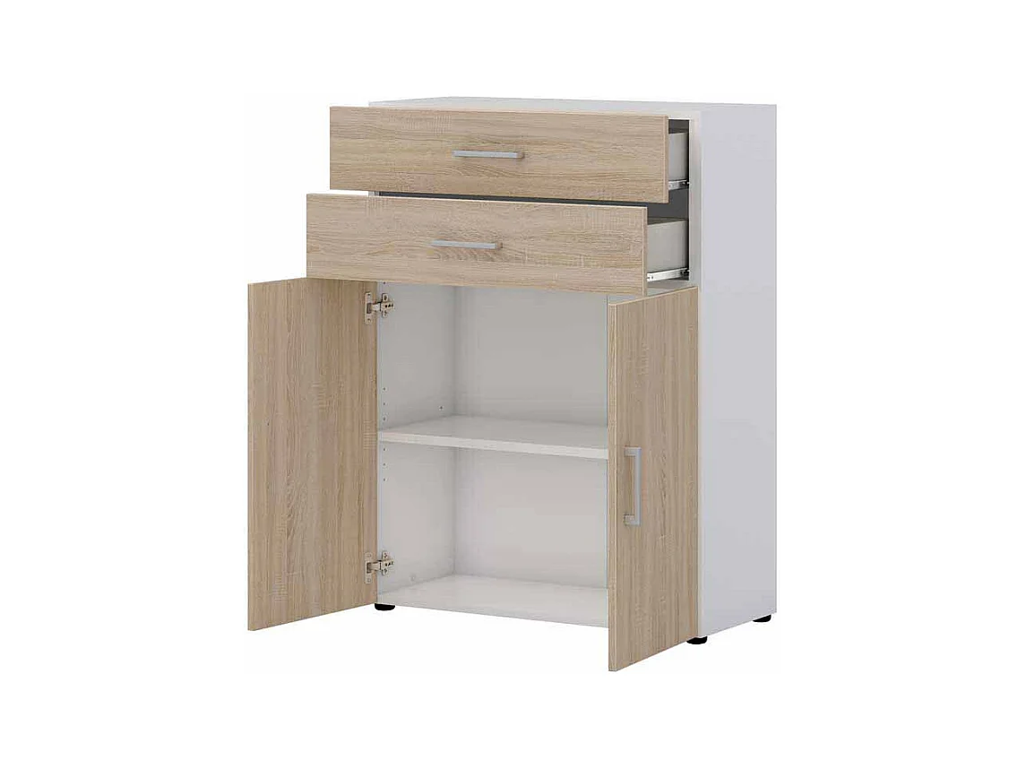 B�ro Kommode in Wei� Eiche Sonoma 80 cm
