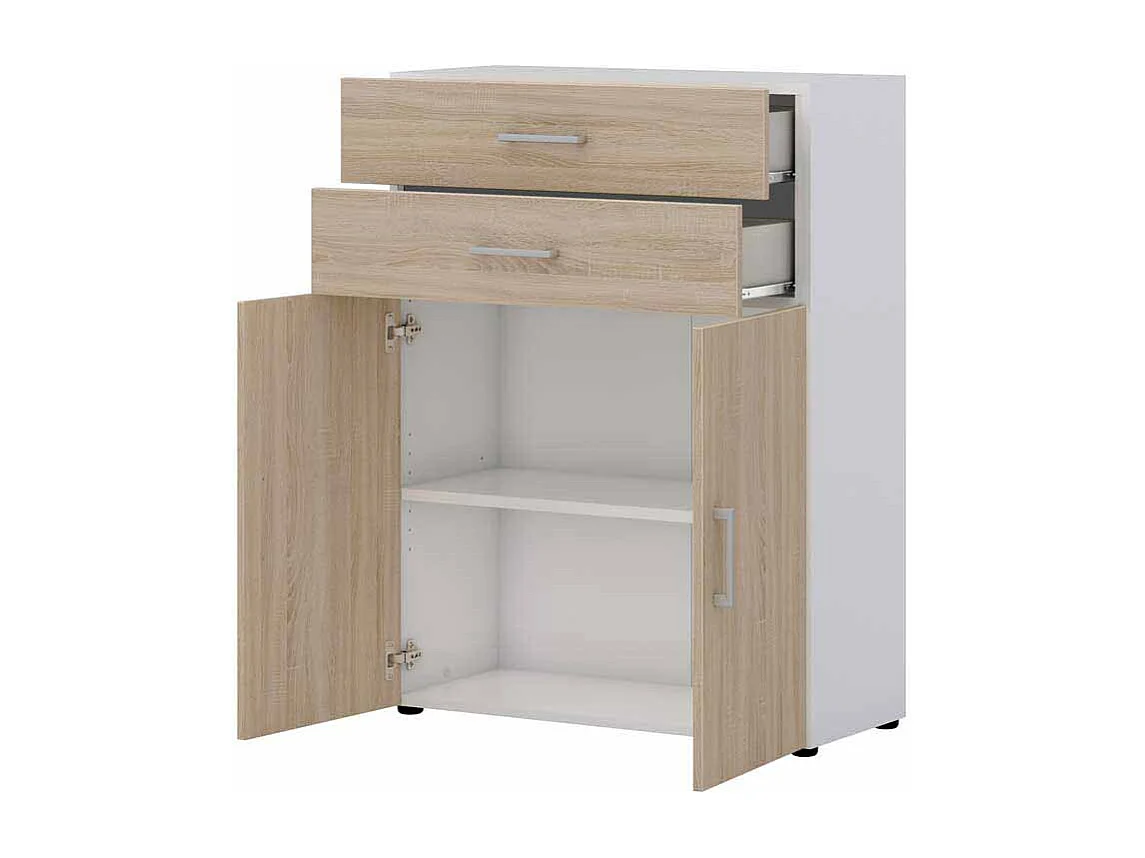B�ro Kommode in Wei� Eiche Sonoma 80 cm