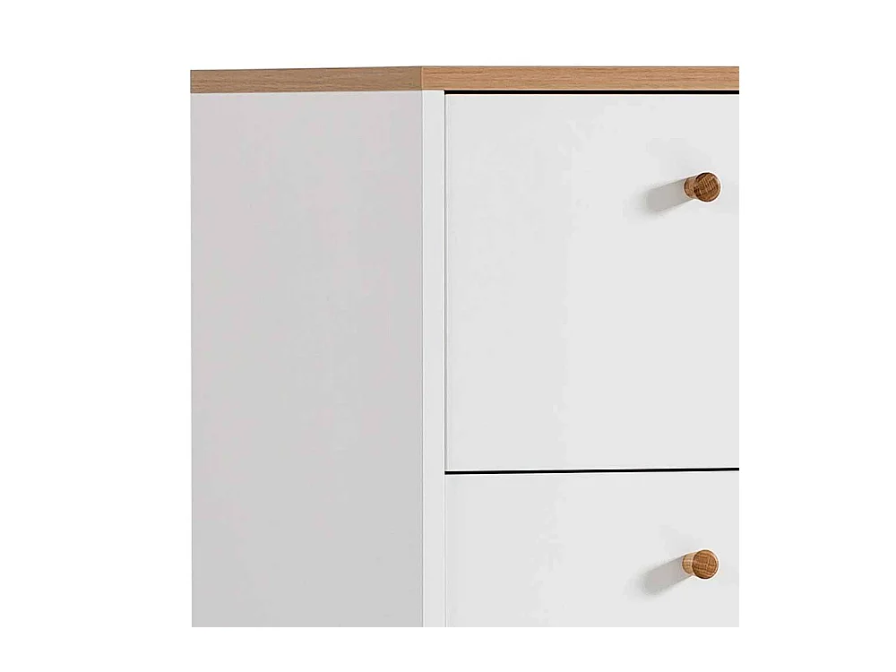 Kommode Hochkommode in Weiß mit fünf Schubladen