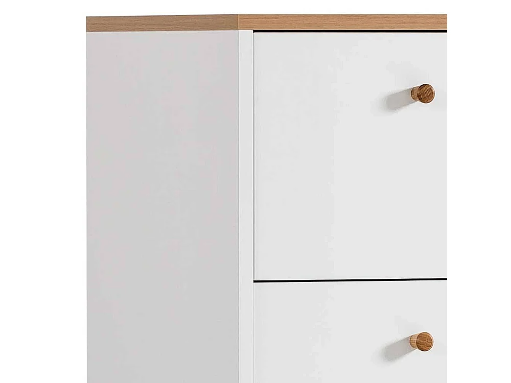 Kommode Hochkommode in Weiß mit fünf Schubladen