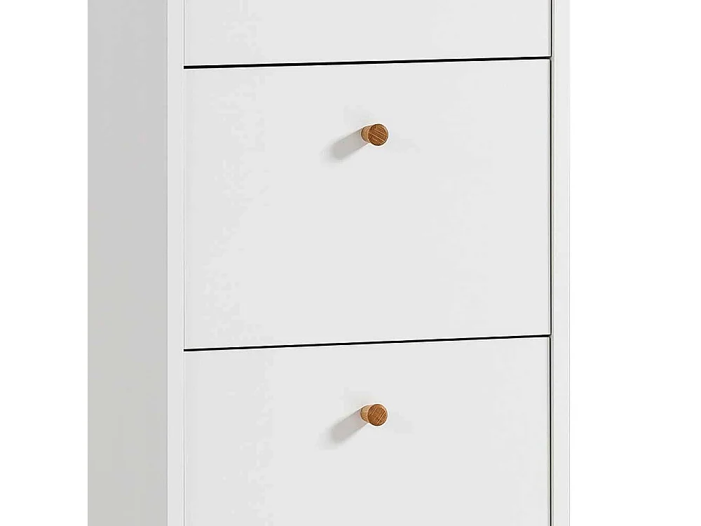 Kommode Hochkommode in Weiß mit fünf Schubladen