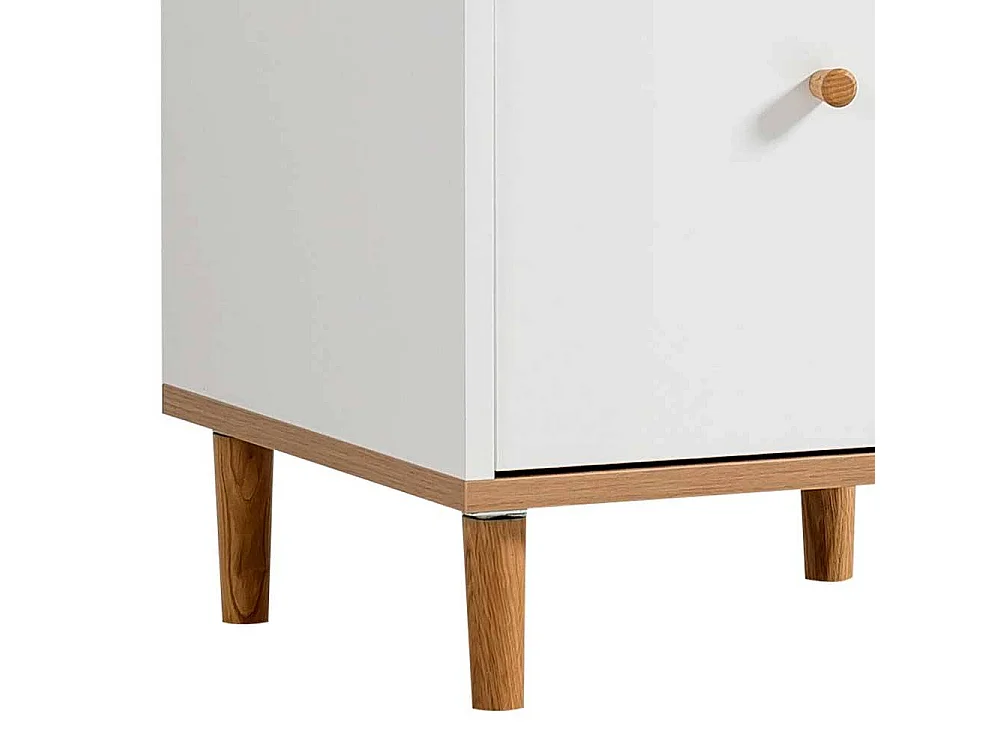 Kommode Hochkommode in Weiß mit fünf Schubladen