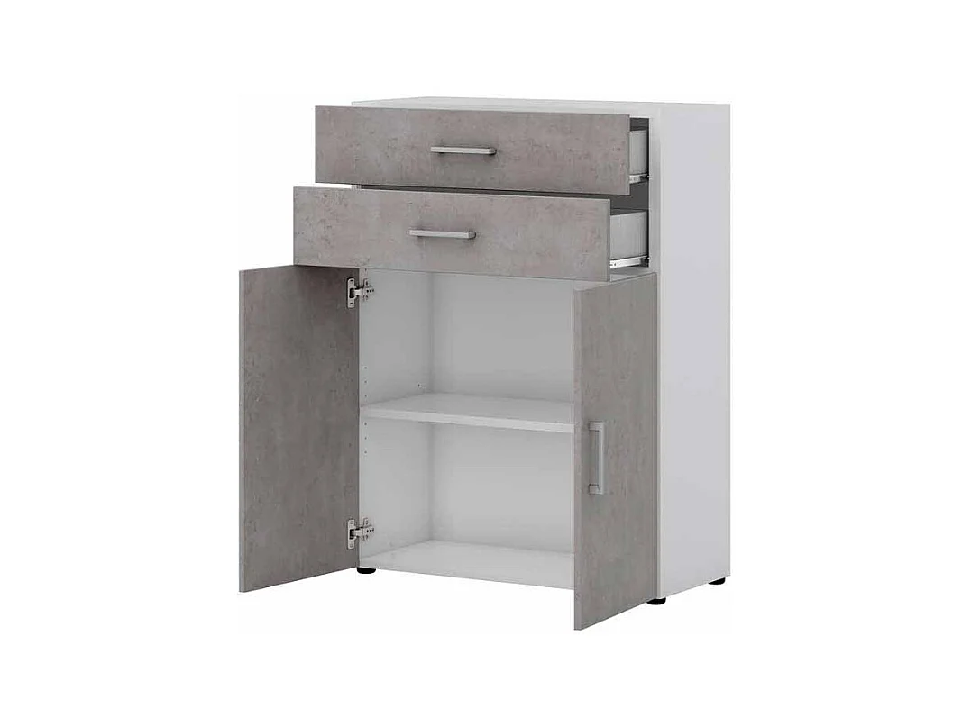 Kommode f�r B�ro Beton Grau Wei�